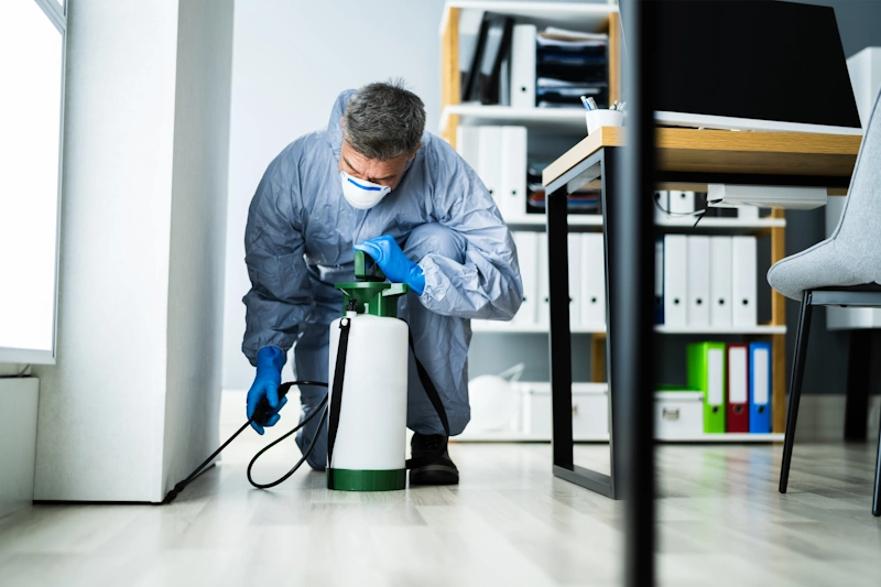 Pest Control worker spraying pesticide